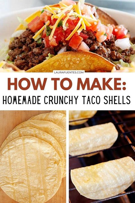 Corn tortillas in the oven placed on the rack and shaped into taco shells Taco Shells In The Oven, Best Tacos Ever, Homemade Taco Shells, Baked Taco Shells, Baked Corn Tortillas, Easy Veggie Burger, Taco Shell Recipe, Crunchy Tacos, Crunchy Taco Shells