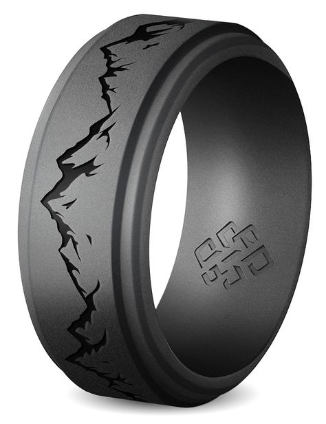 PRICES MAY VARY. 【 SOPHISTICATED DESIGNS LIKE NO OTHER 】Do you find most silicone wedding bands look alike? Stand out with our stunning 360º engraved silicone rings, designed in Canada. Individually laser-engraved for the most detailed, unique rings that other rubber wedding rings simply can't compete with. 【 MUST-HAVE FOR ACTIVE LIFESTYLE 】If you travel, gym, play sports, play music, cook, or love the outdoors - our silicone rings will accompany you 24/7 and never get in the way of enjoying lif Men Promise Rings Boyfriends For Him, Silicone Wedding Rings Men, Cool Mens Wedding Rings, Male Rings Wedding, Obsidian Wedding Band, Black Mens Wedding Ring, Wedding Rings For Men Unique, Men’s Ring, Men’s Wedding Rings