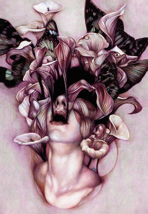 Marco Mazzoni, Euphoria, 2012. Colored pencils on paper, 65 x 45cm  © Marco Mazzoni. Marco Mazzoni, Yuumei Art, Art Amour, Art Noir, Desenho Tattoo, Art Et Illustration, Wow Art, A Level Art, 판타지 아트