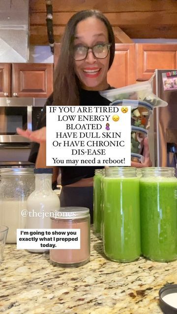 Jen Jones | Plant-Based Queen on Instagram: "My sisters and I decided to do a reboot! I will update you all in 3 days on how we all feel! Lawd…my hair was sweating out making this food 🤣 but worth it to know that with my busy week…I will be prepared! Stay ready so you don’t have to get ready…okayyy!!!! I have posted most of these recipes but if you want to see a specific one…let me know which one and I will break it down in a video. Let me know in the comments! 👇🏽 Glowing skin by @nevell_skin The Jen Jones, Soup Protein, Nevell Skin, Health Juice Recipes, Pumpkin Milk, Jen Jones, Coffee Oil, Healthy Juice Recipes, Health Dinner