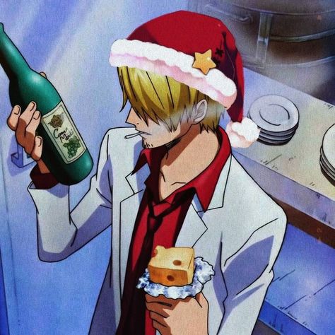 Anime icon Sanji Christmas One Piece Anime Crismas Icon, Sanji Christmas Icons, New Year Pfp Anime, Sanji Christmas Pfp, Anime New Year Icon, Christmas Anime Characters, Sanji Christmas, Christmas Pfps Anime, One Piece Christmas Pfp