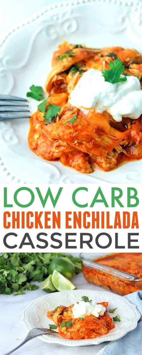 Low Carb Chicken Enchilada Casserole - easy and delish way to enjoy enchiladas on a low carb or keto diet. It's based off the America's Test Kitchen Chicken Enchiladas so you know it's good! https://www.730sagestreet.com/low-carb-chicken-enchilada-casserole/ Enchilada Healthy, Casserole Enchilada, Recipes Meatloaf, Easy Enchilada Casserole, Casserole Healthy, Chicken Enchilada Casserole Recipe, Casserole Chicken, Recipes Salmon, Recipes Shrimp