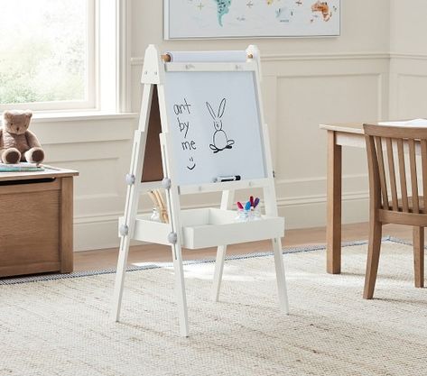 Arts & Crafts | Pottery Barn Kids Easel Decoration Ideas, Outdoor Art Space, Toddler Easel, Nightstand Decor Ideas, Playroom Loft, Gigi Gifts, Kids Easel, Kids Playrooms, Rolled Paper Art