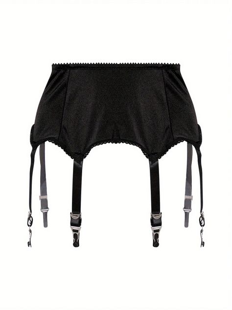 Women Sexy Garter Belt High Waist Suspender Belt, Night Club Elastic 6 Straps Clip Garters Black Casual   Polyester Plain  Slight Stretch  Women Clothing, size features are:Bust: ,Length: ,Sleeve Length: Garter Black, Suspender Belt, Garters, Night Club, Black Casual, Women's Leggings, Womens Bottoms, Women Clothing, High Waist