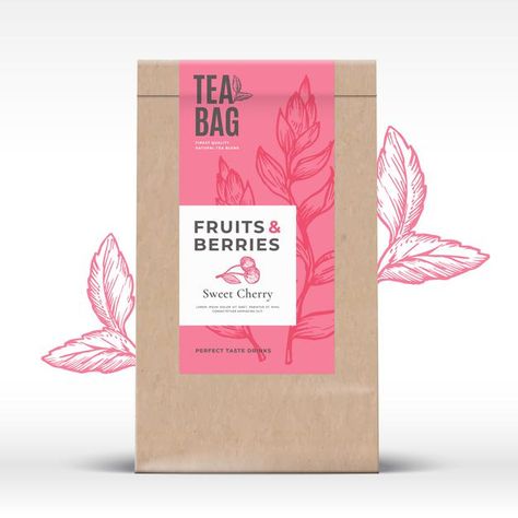 Paper Bag Design Packaging, Tea Bag Packaging Design, Tea Packaging Ideas, Tea Label Design, Craft Paper Bag, Spices Packaging, Tea Labels, Paper Bag Design, Tea Packaging Design