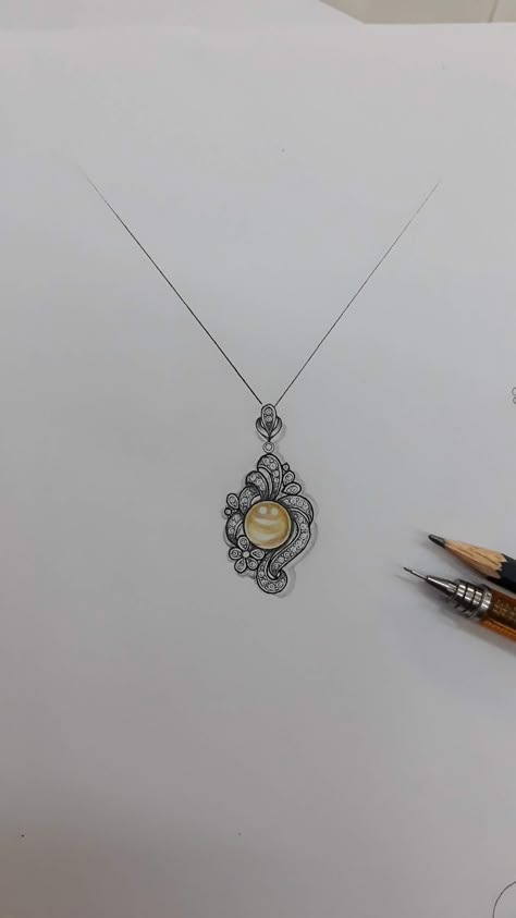 Necklace Drawing Sketch Simple, Jewellery Sketch, Jewellery Drawing, Jewel Drawing, Jewellery Illustration, Necklace Drawing, Jewelry Sketches, Diamond Pendant Jewelry, Jewelry Rendering