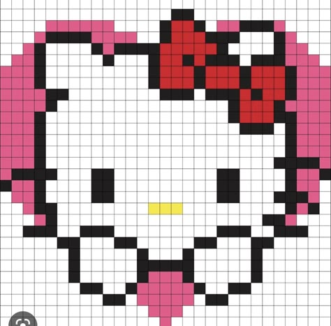 My Melody Crochet Grid, Cross Stitch Patterns Hello Kitty, Small Hello Kitty Pixel Art, 25x25 Pixel Art, Hello Kitty Pixel Grid, Easy Pixel Art Hello Kitty, Hello Kitty Pixel Art Grid, Kirby Alpha Pattern, 32 X 32 Pixel Art Grid