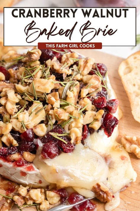 🎄🧀 WOW your holiday guests with this Baked Brie with Cranberries and Walnuts! Creamy, gooey brie topped with sweet-tart cranberries, crunchy walnuts, and a drizzle of honey. It's the perfect appetizer for Christmas, Thanksgiving, or any cozy gathering. Ready in 20 minutes, this easy appetizer will have everyone asking for the recipe. Save this pin for your next party! Baked Brie With Cranberries, Brie With Cranberries, Deviled Eggs Bacon, Baked Brie Cranberry, Appetizer For Christmas, The Best Deviled Eggs, Baked Brie Appetizer, Pecan Baked Brie, Brie Cranberry