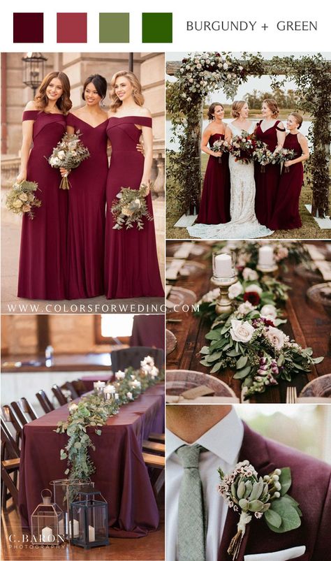 fall deep red burgundy and greenery wedding color ideas    #wedding #weddingideas #weddingcolors Wedding Colors Maroon, Wedding Colors Burgundy, September Wedding Colors, Burgundy Wedding Theme, Vintage Wedding Colors, Spring Wedding Outfit, Burgundy Wedding Colors, Wedding Color Scheme, Fall Wedding Color Palette