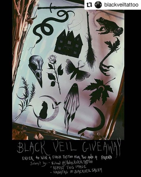 The generous folks over at @blackveiltattoo are giving away a flash tattoo for you and a friend! Follow the instructions to enter.  If I won I'd bring @jenniferwilson78!  #blackveilsalem        #Repost @blackveiltattoo       Salem Massachusetts  Were excited to announce our flash tattoo giveaway for yourself and for a friend.  to enter please follow the steps below  - follow @blackveiltattoo -repost this image - tag a friend that you would like to bring along with you. - hashtag #blackveilsalem Victorian Gothic Tattoo Ideas, Salem Tattoo, Victorian Tattoo, Gothic Tattoo, Black Veil, Fashion Event, Tattoo You, Tattoo Ideas Design, Angel Tattoo Men