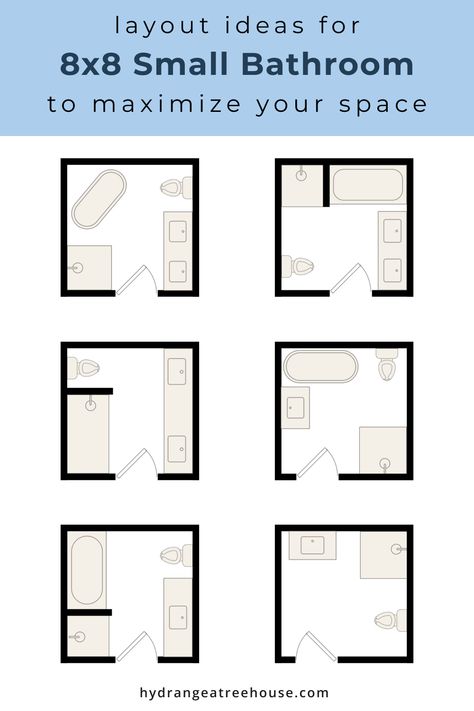 Designing a bathroom floor plan can be puzzling, with lots to fit into a small space. In this post, I'll share creative 8x8 bathroom layout ideas, covering everything from walk-in showers to freestanding tubs and double vs. single vanities. Achieve style and functionality even in a cozy space with these practical ideas. 🛁✨ Small Bathroom Plans Layout Design, Guest Bathroom Floor Plans, En Suite Layout Ideas, Small Bath Layout, Bathroom Addition Ideas Layout, Small Bathroom Remodel With Tub Layout, Small Primary Bathroom Layout, Square Bathroom Layout Floor Plans, Bathroom With Walk In Shower Layout