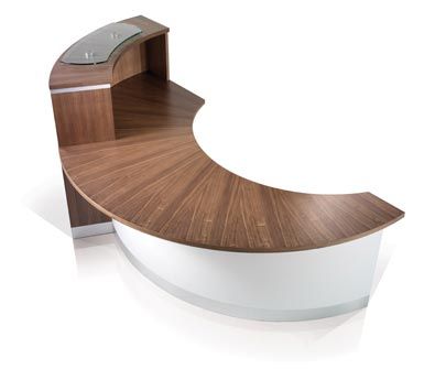 Information Desk Design, Office Reception Table Design, Reception Table Design, Curved Reception Desk, Ergonomic Office Furniture, Store Shelves Design, Radial Design, Lobby Interior Design, Reception Desk Design