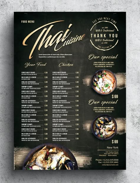 Thai Food Menu Design Ideas, Thai Restaurant Menu Design, Classy Menu Design, A3 Menu Design, Thai Food Menu Design, Thai Menu Design, Menu Food Design, Food Menu Design Ideas, Menu Design Ideas Templates