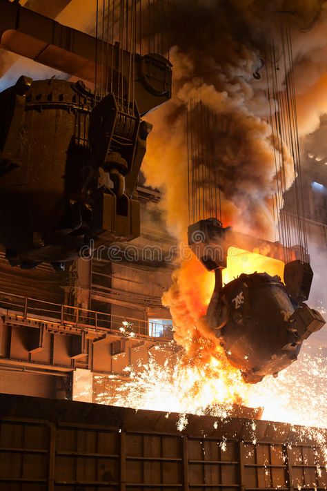 Liquid iron from the ladle. Smelting metal in a metallurgical plant. Liquid iron , #SPONSORED, #ladle, #iron, #Liquid, #Smelting, #plant #ad Steel Factory, Bethlehem Steel, Steel Industry, Steel Worker, Molten Metal, Steel Mill, Industrial Architecture, Industrial Machinery, Old Factory