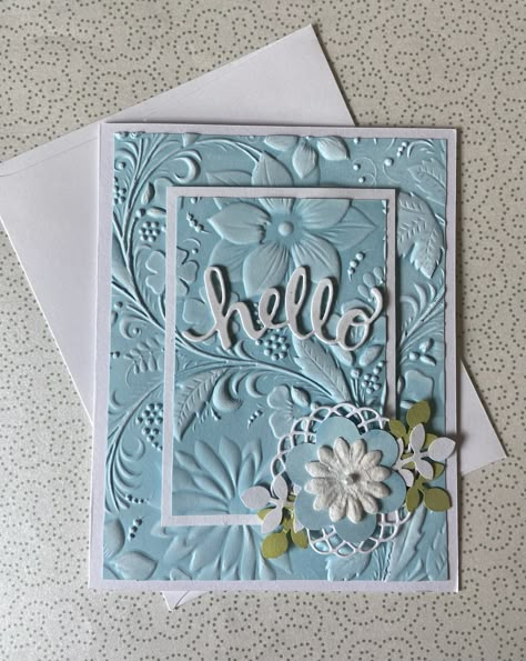 Paper Card Ideas, Embossed Cards Handmade, Heart Diy, Hand Made Greeting Cards, Hello Cards, Designer Paper, Elegant Cards, Make Paper, Embossed Cards