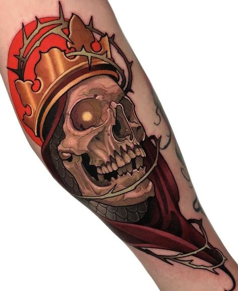 Detailed Tattoos, Neo Traditional Art, Neo Tattoo, Heaven Tattoos, Skull Reference, Tattoo Apprenticeship, Reaper Tattoo, Creepy Tattoos, Irezumi Tattoos