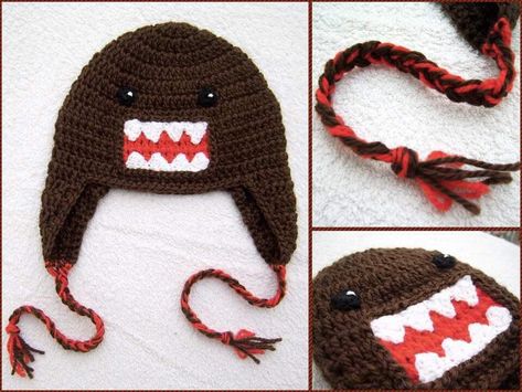 Domo Hat, Domo Kun, Scene Accessories, Hello People, Christmas Beanie, Earflap Hat, Crochet Fashion Patterns, Hat Ideas, Extra Fabric