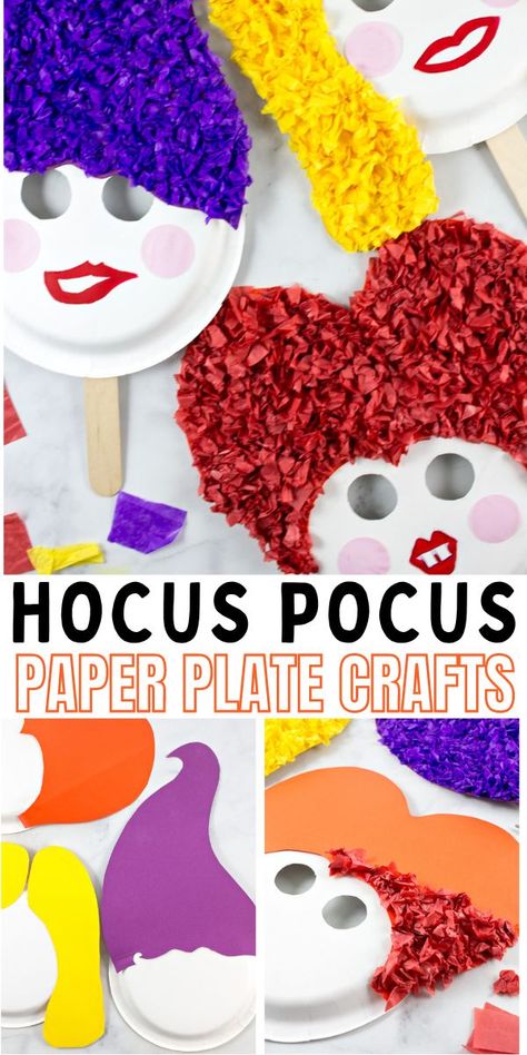 Hocus Pocus Halloween Paper Plate Craft • Kids Activities Blog Hocus Pocus Preschool Craft, Hocus Pocus Activities For Kids, Hocus Pocus Activities, Hocus Pocus Halloween Decorations Diy, Hocus Pocus Crafts For Kids, Hocus Pocus Crafts, Hocus Pocus Movie Night, Hocus Pocus Halloween Decor, Halloween Library