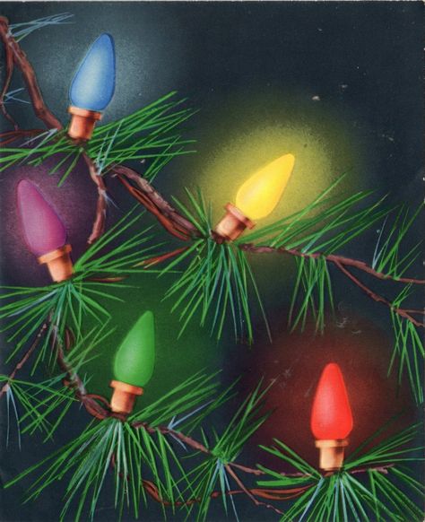 Christmas Ephemera, Christmas Tree Lights, Vintage Christmas Images, Tree Lights, Christmas Collectibles, Old Christmas, Christmas Memory, Christmas Scenes, Vintage Christmas Tree