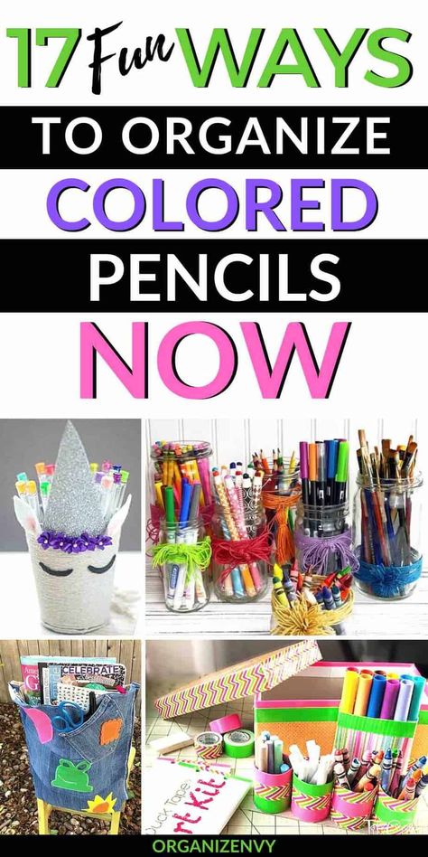 Fun and creative ways to organize and store colored pencils, pens, markers, paint brushes and other art supplies. Organize Pens And Markers Storage Ideas, Colored Pencil Storage, Gift Containers, Marker Storage, Pencil Storage, Pencil Gift, Ways To Organize, Dj Equipment, Clever Ideas