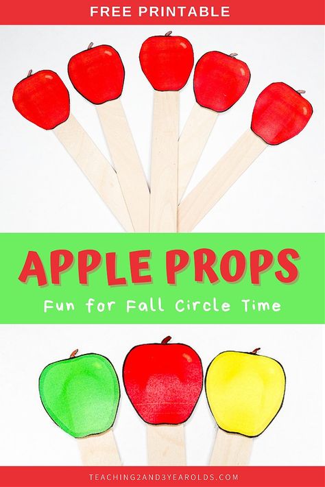 Download these free apple themed circle time printable props for toddlers and preschoolers to hold while listening to books and singing! #apples #fall #autumn #circletime #virtualteaching #music #literacy #printable #classroom #teachers #2yearolds #3yearolds #teaching2and3yearolds Circle Time Printables, Fall Circle Time, Toddler Circle Time, Preschool Circle Time Activities, Preschool Apple Activities, Apple Song, Preschool Apple Theme, Printable Props, Circle Time Songs