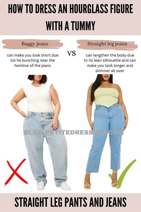 How to Dress an Hourglass Figure with a Tummy Hourglass Body Shape Outfits, Big Tummy, Hourglass Figure Outfits, Dress For Body Shape, Hourglass Outfits, Hourglass Body Shape, Hourglass Fashion, Plus Size Fashion Tips, Pear Body