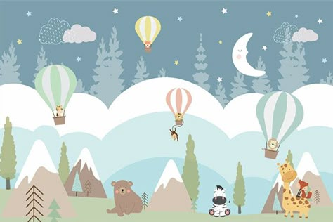 wilderness Adventure on Behance Baby Boy Room Wallpaper, Windy Illustration, Kid Room Wallpaper, Wallpaper For Kids Bedroom, Children Hospital Design, Childrens Wallpaper, Indoor Playground Design, Wallpaper Kids Room, Kids Bedroom Wallpaper