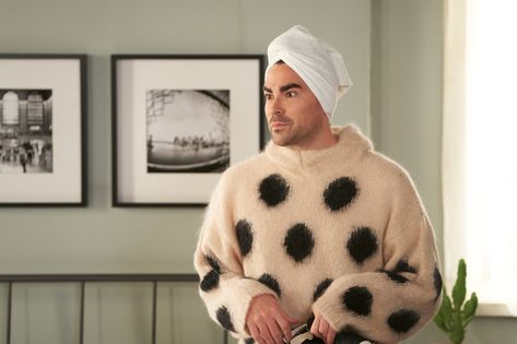 A Comprehensive Look Back at David Rose's (Simply the) Best Sweaters on Schitt's Creek Schitz Creek, Dan Levy, Paisley Sweater, Best Sweaters, Geometric Sweater, David Rose, Schitt's Creek, Retro Sweater, Angora Sweater