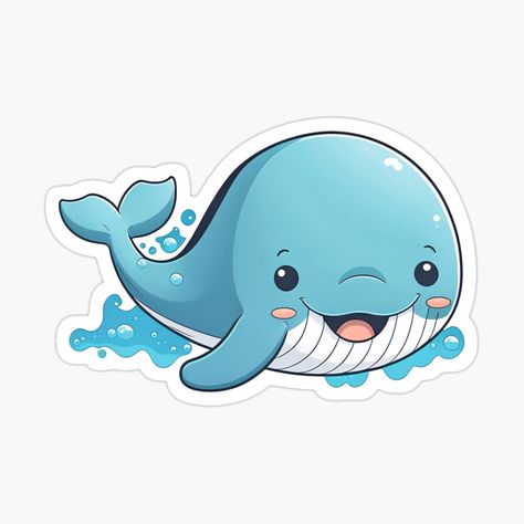 Get my art printed on awesome products. Support me at Redbubble #RBandME: https://www.redbubble.com/i/sticker/Kawaii-cute-baby-whale-sticker-by-Zoiden/142496682.EJUG5?asc=u Whale Cartoon, Whale Sticker, Cartoon Whale, Cute Whale, Baby Whale, Cute Whales, Whale Art, Mascot Design, Cute Easy Drawings