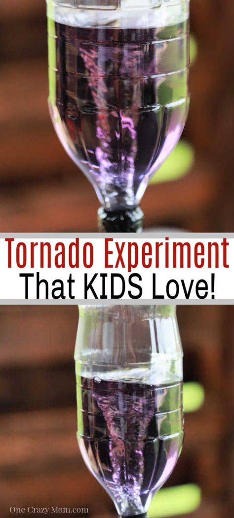 Learn how to make a tornado in a bottle for a fun experiment. This is the perfect activity to keep the kids entertained while being easy and frugal.  Try helping your kids make their own tornado experiment! #onecrazymom #experiment #experimentforkids #funexperiments #tornadoinabottle #kidsactivities #kidsactivity #funforkids Homemade Tornado In A Bottle, Make A Tornado In A Bottle, Tornado In A Bottle Experiment, Thunderstorm Science Experiment, Diy Tornado In A Bottle, Tornado Experiment, Tornado Project, Tornado Craft, Tornado In A Jar