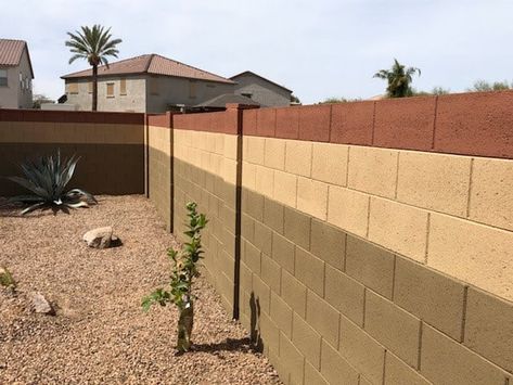 Cinder Block Paint, Painting Concrete Walls, Decorative Concrete Blocks, Concrete Backyard, Paint Concrete, Concrete Block Walls, Cinder Block Walls, Concrete Fence, Landscaping Retaining Walls