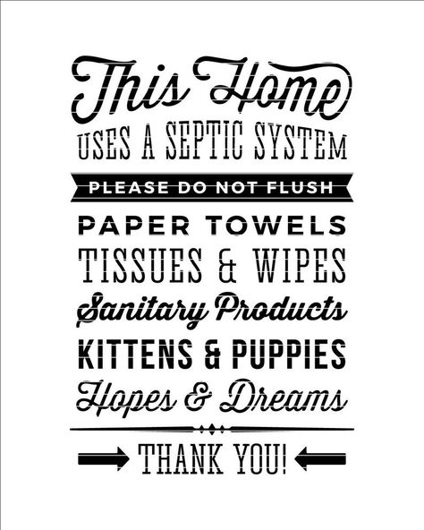 Bathroom Sign Septic System Do Not Flush Hopes & Dreams | Etsy Septic Sign, Niche Decor, Kittens Puppies, Art Toilet, Sanitary Products, Funny Bathroom Signs, Funny Wall Art, Vinyl Decor, Toilet Wall