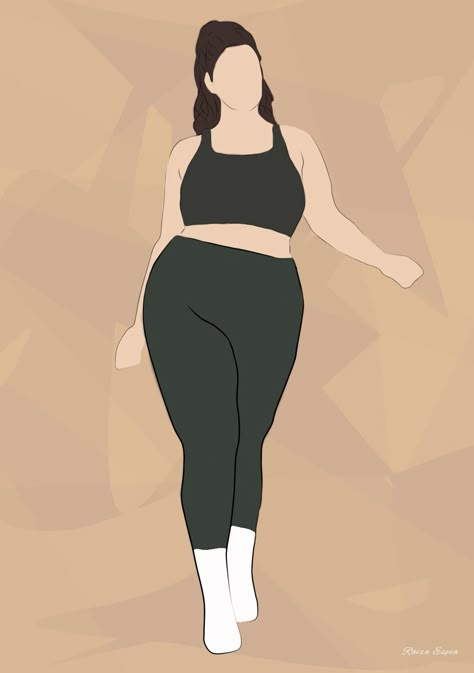 Yoga Art Painting, Fitness Illustration, Empowering Art, Vector Illustration People, Positivity Art, Romantic Dance, Body Positivity Art, Body Image Art, Plus Size Art