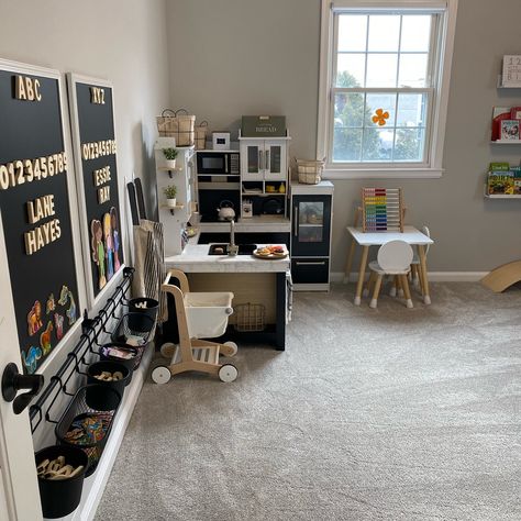 The kids new playroom is 99% done! Here are some stills of their LV playroom. I had so much fun creating this space for them for endless hours of play. Let me know what you think 🤍 comment play for links! #homedesign #renovation #roommakeover #playroom #playroominspo #playroomdecor #diy At Home Babysitting Room, Kids Basement Play Area, Playroom At Grandmas House, Playroom Zones, Playroom Zones Play Areas, Doll House Area In Playroom, Tiny Playroom Ideas, Large Motor Playroom, Living Room And Playroom Combo