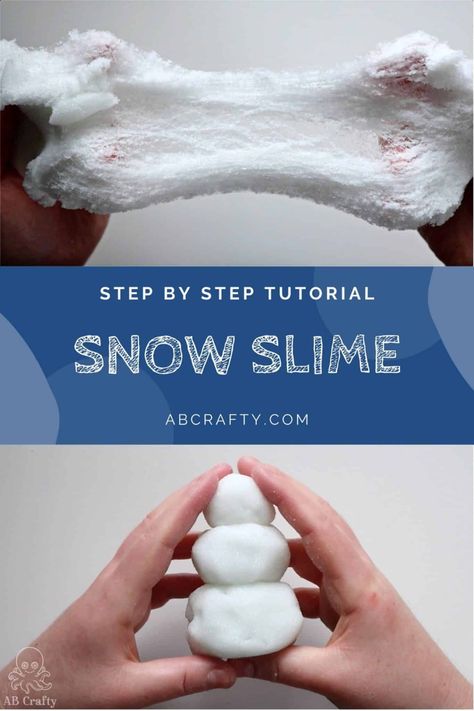 Snow Slime - How to Easily Make Fluffy Snow Slime - AB Crafty Make Fake Snow, Snow Slime, Snow Recipe, Types Of Slime, Fluffy Snow, Slime Making, Moon Sand, Instant Snow, Diy Clouds