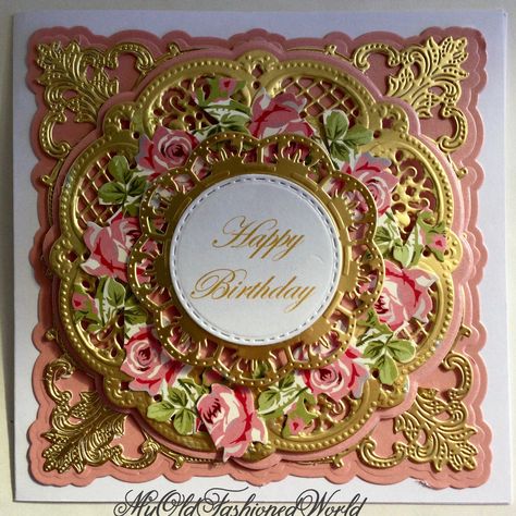 Excited to share this item from my #etsy shop: Romantic Old Fashioned Vintage Style Luxury Happy Birthday Card. Gold Lace, Pink Roses, Special Wife, Mother, Sister or Friend. Romantic Birthday Cards, Anna Griffin Christmas Cards, Confirmation Cards, Romantic Birthday, Birthday Sentiments, Moms Crafts, Anna Griffin Cards, Heartfelt Creations, Merry Christmas Card