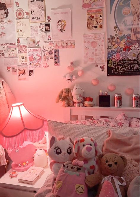 Kawaii Bedroom, Aesthetic Bedroom Ideas, Bedroom Setup, College Room, Study Room Decor, Dekorasi Kamar Tidur, Pretty Bedroom, Dorm Room Inspiration, Girly Room