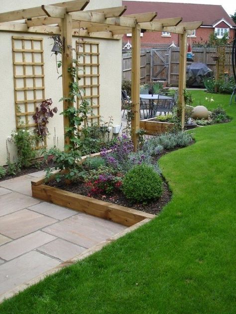 L Shaped Garden, Small City Garden, Company Design, Back Garden Design, Patio Garden Design, Garden Area, Garden Design Plans, Family Garden, Outdoor Gardens Design