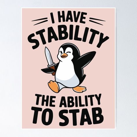 Penguin With A Knife, Holding A Knife, Awesome Posters, Cute Penguin, The Text, Cute Penguins, Text Me, Cool Posters, Sale Poster