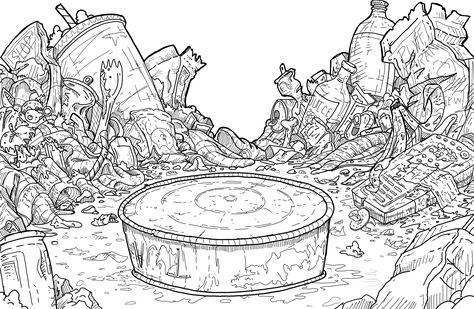 Pile Of Trash Drawing, Dance Stage, Metropolis, Line Art, Coloring Books, Digital Art, Drawings, Art