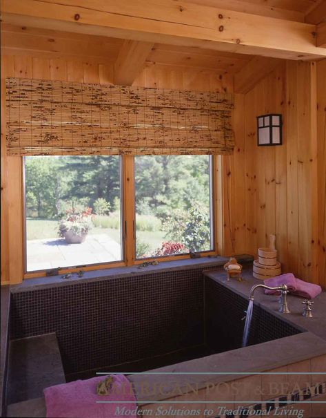 Roman soaking tub - American Post and Beam home - Litchfield, CT - (T4500) Short Deep Bathtubs, Big Tub Bathroom, Big Bathtub For Two, Square Bath Tub, Bathtub Essentials, Big Bath Tub, Large Bath Tub, Bathtub Illustration, Huge Bathtub