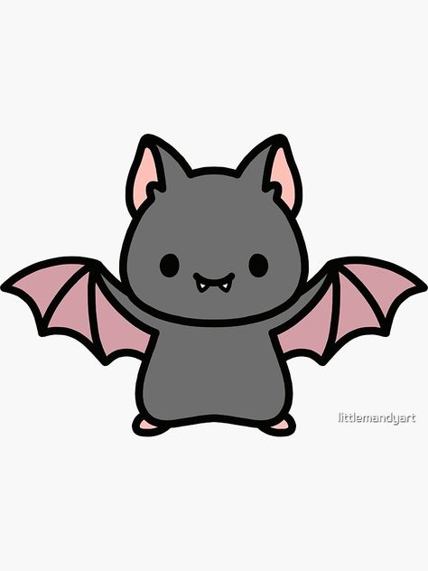 "Bat" Sticker by littlemandyart | Redbubble Halloween Drawings Doodles, Cute Halloween Drawings Doodles, Cute Halloween Doodles, Vampire Cartoon, Cute Halloween Drawings, Bat Sticker, Halloween Doodles, Cartoon Bat, Cute Easy Doodles