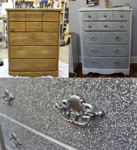 The shiniest dresser in town Glitter Dresser, Glitter Furniture, Bling Decor, Glitter Room, Dressers Makeover, Diy Glitter, Glitter Crafts, Marble Decor, Design Remodel