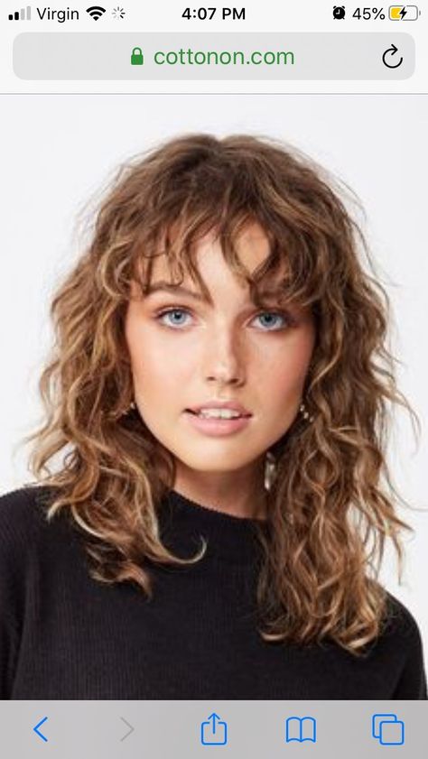 Short Layered Permed Hair, Shag Permed Hair, Short Wavy Hair With Bangs Loose Waves, Loose Curly Hair With Bangs, Loose Perm With Bangs, Natural Wavy Shag Haircut, 70s Shag Curly Hair, Permed Shag, Fringe Bangs Curly Hair