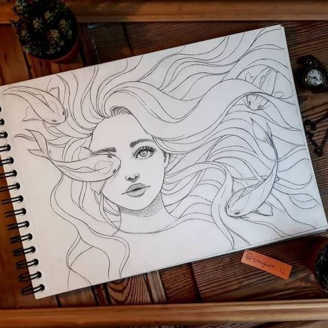 Underwater Drawing, Boho Art Drawings, Pencil Sketch Images, Pen Art Drawings, Meaningful Drawings, Art Drawings Sketches Pencil, Drawing Sketching, Easy Drawings Sketches, Book Art Diy