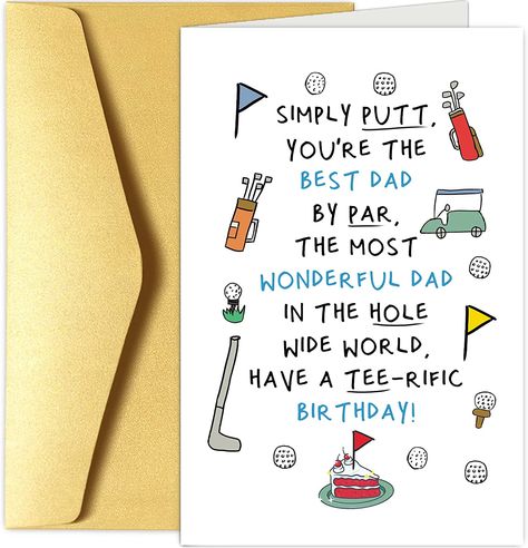 Dads Birthday Cards From Daughter, Birthday Cards For Dads Funny, Golfing Birthday Cards, Golf Birthday Card Ideas, Homemade Gifts For Dad Birthday, Dad Birthday Card Ideas From Daughter, Dad Joke Birthday Card, Birthday Cards For Dad From Daughter, Ideas For Dad's Birthday