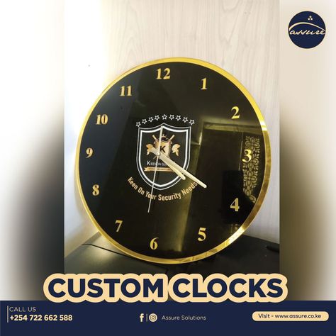 Custom laser cut acrylic wall clock, perfect for gifting or corporate decor. Available in round or square designs, adding a stylish touch to any space.#Custombranding #branding #lasercut Custom Clocks, Laser Cut Acrylic, Custom Branding, Square Design, Wall Clock, Clock, Branding, Design