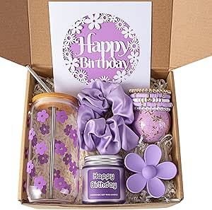 MiniCauliSprout Birthday Gifts For Women, Teen Girl, Girl, Her, Happy Birthday Gift Box For Girl, Women, Sister, Daughter, Friends, Cute Daisy Aesthetic Glass Cups Gift Set 7pcs, 16oz, Purple Daisy Aesthetic, Diy Gifts To Sell, Cup Gift Set, Aesthetic Glass, The Best Aesthetic, Girly Christmas, Birthday Hampers, Best Aesthetic, Cute Gifts For Friends