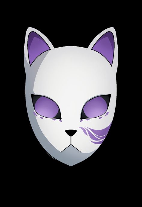 Purple Kitsune Mask, Demon Slayer Fox Mask, Mascaras Anbu, Mascaras Aesthetic, Kny Outfit, Bleach Mask, Demon Slayer Mask, Demon Slayer Poses Drawing, Anbu Mask