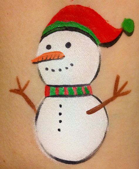 Christmas Face Painting Easy Cheek Art, Simple Christmas Face Painting For Kids, Snowman Face Paint, Christmas Face Painting, Cheek Art, Girl Face Painting, Christmas Tattoo, Face Painting Easy, Kids Face Paint